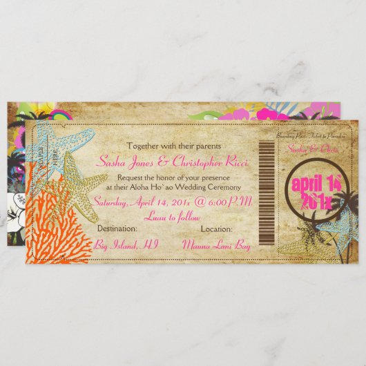 Invitation Pix-Dezines Boarding Pass to Paradise (Devant / Derrière)