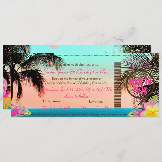 Invitation Pix-Dezines Boarding Pass to Paradise (Devant / Derrière)