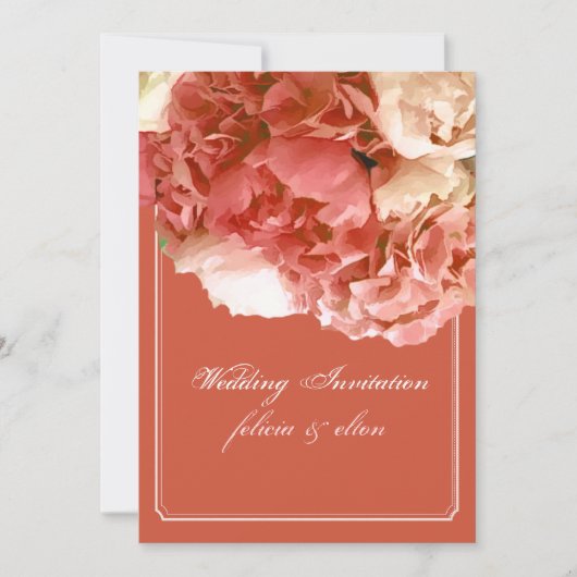 Invitation Pix-Dezines Coral Peonies/Orange Hydrangeas/Bouque (Devant)