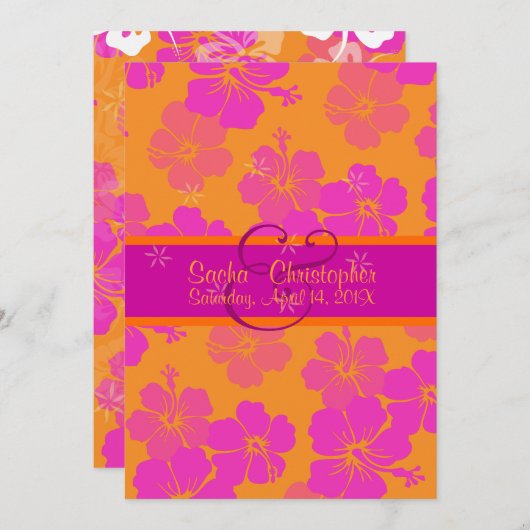 Invitation Pix-Dezines do-it-yourself arrière - plan, hibiscu (Devant / Derrière)