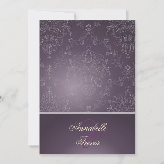 Invitation Pix-Dezines Dolcè Damask / Plum+Silvery Grey (Devant)