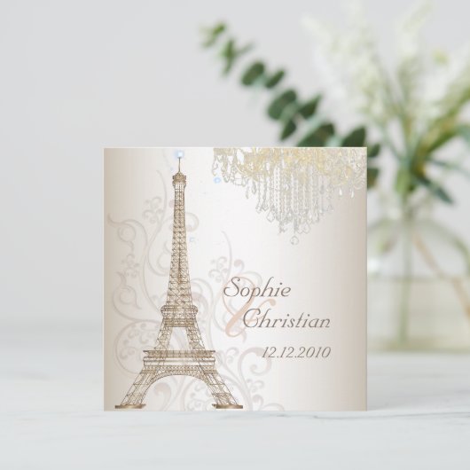 Invitation Pix-Dezines Faux Bronze Tour Eiffel / Chandelier (Debout devant)