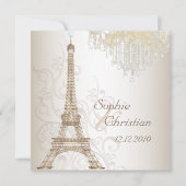 Invitation Pix-Dezines Faux Bronze Tour Eiffel / Chandelier (Devant)