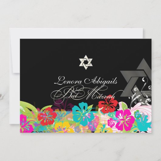 Invitation Pix-Dezines hibiscus/Bat mitzvah (Devant)