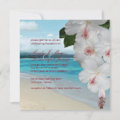 Invitation Pix-Dezines Hibiscus blanc/plage/mariage tropical (Dos)