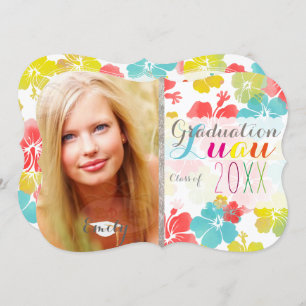 Invitation Pix-Dezines Hibiscus Graduation Luau