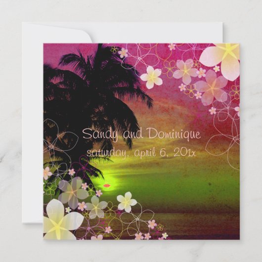 Invitation Pix Dezines hula dream/plumeria/plage/tropicale (Devant)