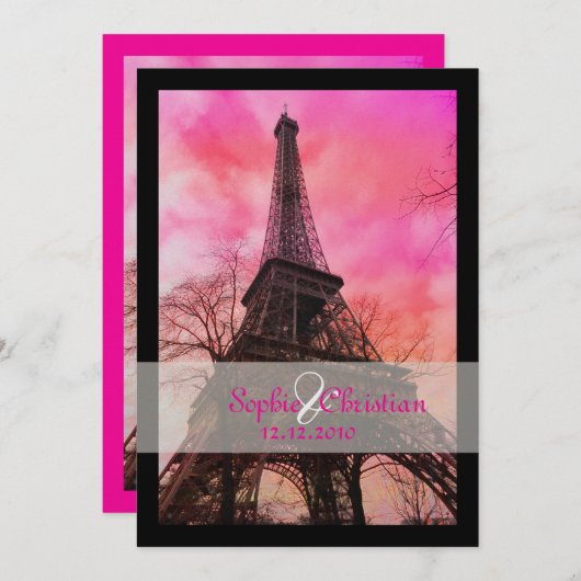 Invitation Pix Dezines la tour eiffel/paris (Devant / Derrière)