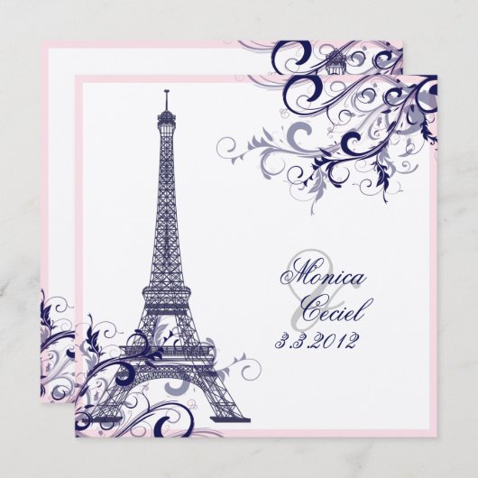 Invitation Pix Dezines la tour eiffel/paris (Devant / Derrière)