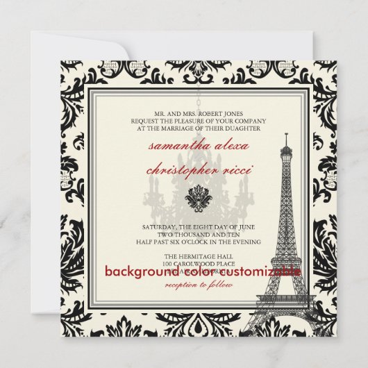 Invitation Pix Dezines la tour eiffel/paris (Dos)