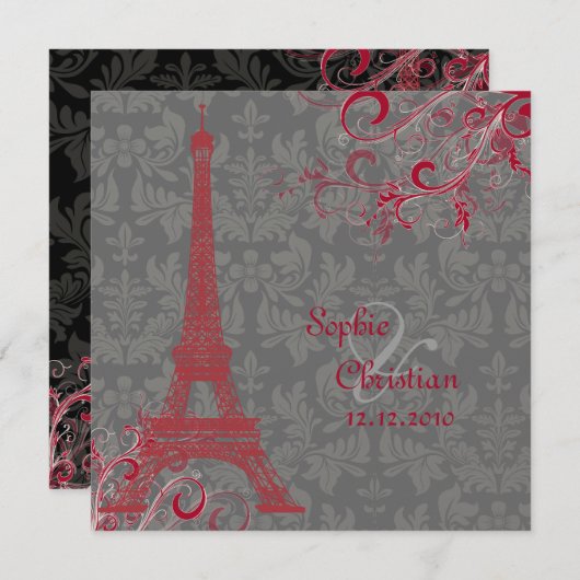 Invitation Pix Dezines la tour eiffel/paris (Devant / Derrière)