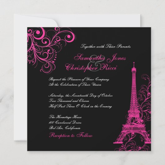 Invitation Pix Dezines la tour eiffel/paris (Dos)