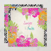 Invitation Pix Dezines leis/hibiscus, plage/do-it-yourself ar (Devant / Derrière)