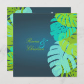 Invitation Pix-Dezines Monstera Feuilles/turquoise/aqua/citro (Devant / Derrière)