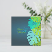 Invitation Pix-Dezines Monstera Feuilles/turquoise/aqua/citro (Debout devant)