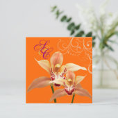 Invitation Pix-Dezines Orchidées/Orange + Ornement (Debout devant)
