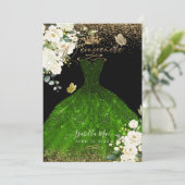 Invitation Pix-Dezines Quinceanera Green Parties scintillant (Debout devant)