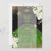 Invitation Pix-Dezines Quinceanera Green Parties scintillant (Dos)
