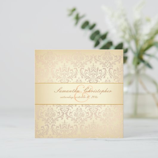Invitation Pix-Dezines Rossi Damask, Champagne (Debout devant)