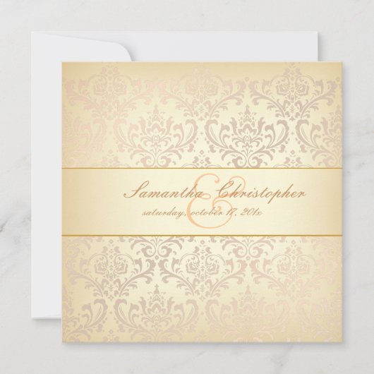 Invitation Pix-Dezines Rossi Damask, Champagne (Devant)