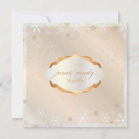 Invitation Pix Dezines Snowflakes, champagne rose sur glace (Devant)