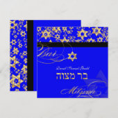Invitation Pix-Dezines Star de David, Bar Mitzvah (Devant / Derrière)