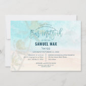 Invitation Pix Dezines surf, palmiers, beach ba mitzvah (Devant)