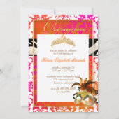 Invitation Pix Dezines Tanza Damask/Quinceanera/Zebra (Dos)