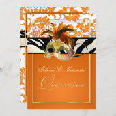 Invitation Pix Dezines Tanza Damask/Quinceanera/Zebra (Devant / Derrière)