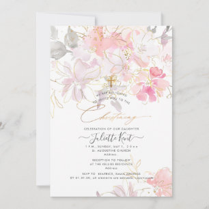 Invitation PixDezin Blush Aquarelle Petits Pois Baptême