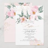 Invitation PixDezin H2 Rose Simple Baptême en Rosé (Devant / Derrière)