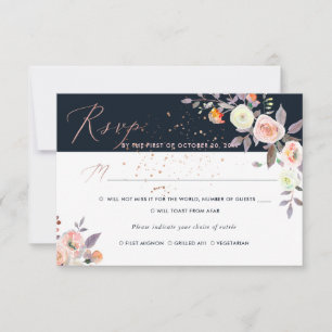 Invitation PixDezine Aquarelle Pastel Roses RSVP w Repas