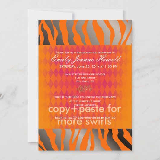 Invitation PixDezines 2011, Orange Harlequin+Zebra (Dos)