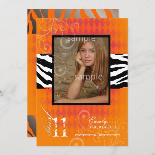 Invitation PixDezines 2011, Orange Harlequin+Zebra (Devant / Derrière)