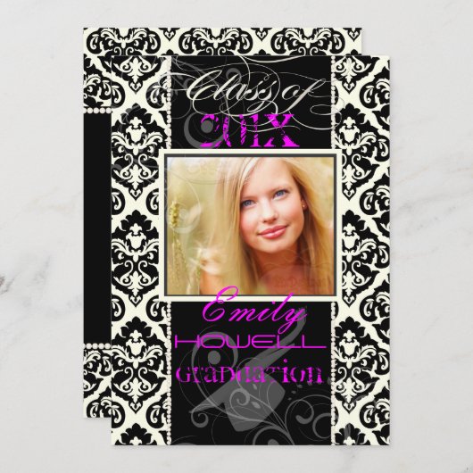 Invitation PixDezines 2012 Grads, olivia damask/do-it-yoursel (Devant / Derrière)