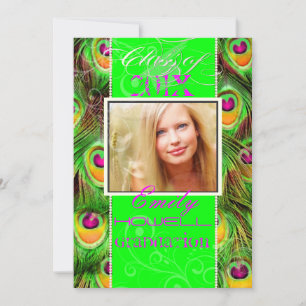 Invitation PixDezines 2012 Grads, paon vert néon