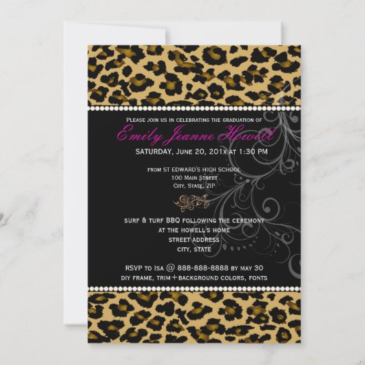 Invitation PixDezines 2012 Grads, teetah print/do-it-yourself (Dos)