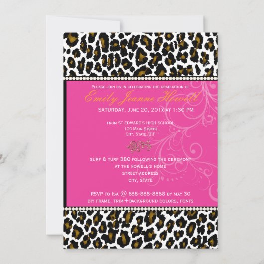 Invitation PixDezines 2012 Grads, teetah print/do-it-yourself (Dos)