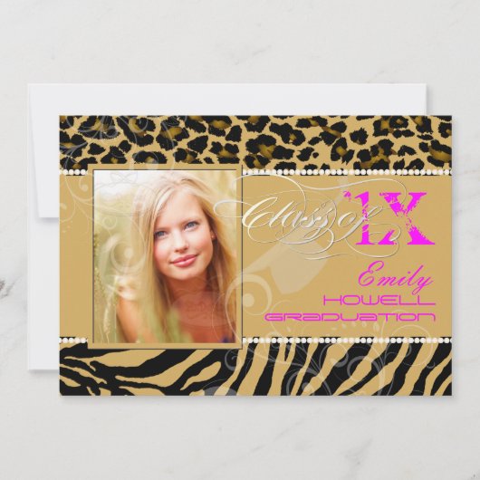 Invitation PixDezines 2012 Grads, zebra+cheetah/do-it-yoursel (Devant)
