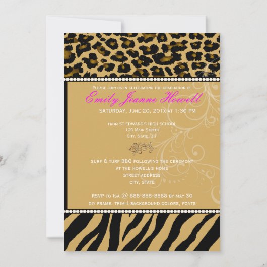 Invitation PixDezines 2012 Grads, zebra+cheetah/do-it-yoursel (Dos)