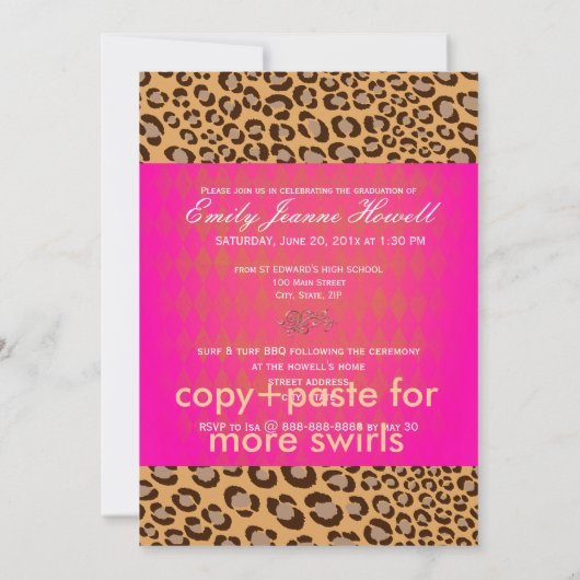 Invitation PixDezines 2012 graduation/léopard/do-it-yourself (Dos)