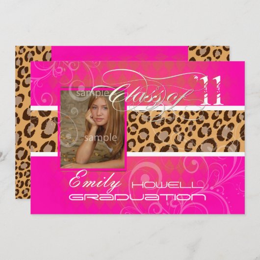 Invitation PixDezines 2012 graduation/léopard/do-it-yourself (Devant / Derrière)