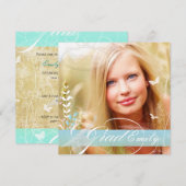 Invitation PixDezines 2012 Photo de remise de diplôme + fleur (Devant / Derrière)