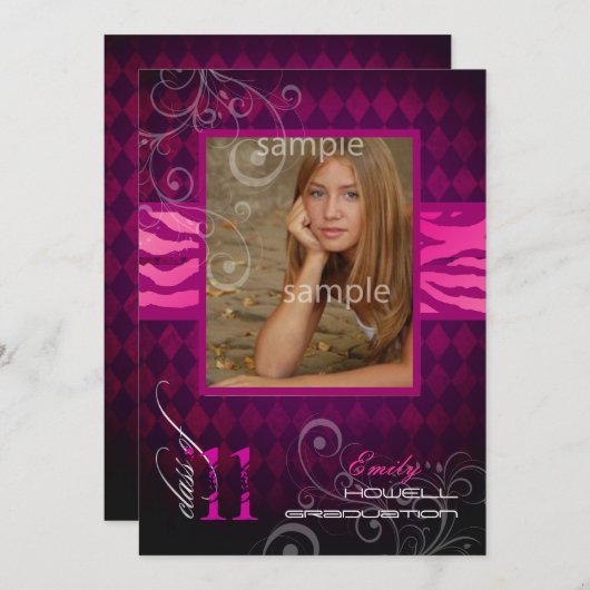 Invitation PixDezines 2012, Zebra Print+Harlequin (Devant / Derrière)