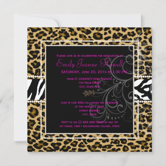 Invitation PixDezines 2013 Grads, cheetah+zebra/do-it-yoursel (Dos)