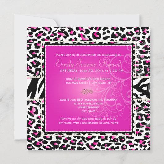 Invitation PixDezines 2013 Grads, teetah print/do-it-yourself (Dos)