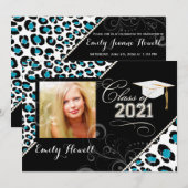 Invitation PixDezines 2014 Grads, couleurs empreinte de léopa (Devant / Derrière)