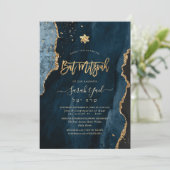 Invitation PixDezines Agate H2, Bat mitzvah Or bleu ardoise I (Debout devant)