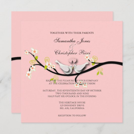 Invitation PixDezines aime les colombes/do-it-yourself couleu (Devant / Derrière)