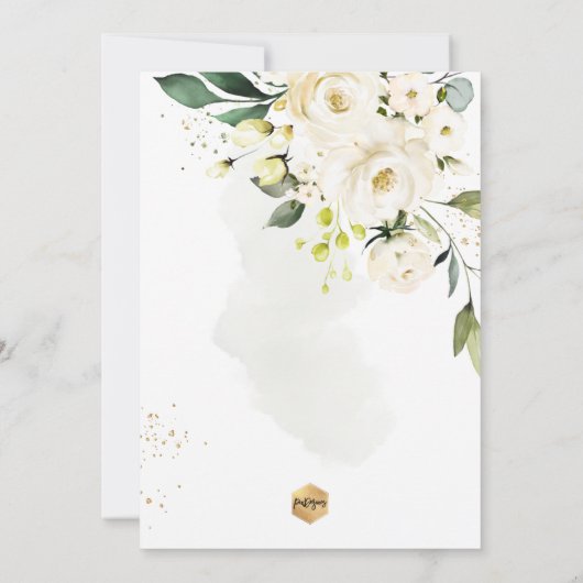 Invitation PixDezines Albâtre Rose H2 Fleurs Baptême (Dos)